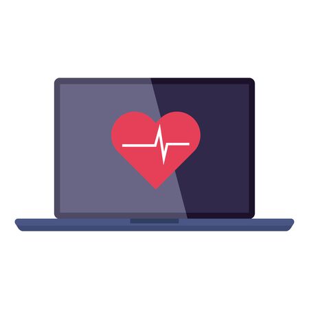 laptop healthcare and medicine, and heart rate cardiology vector illustration designのイラスト素材