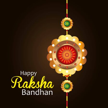 greeting card with decorative rakhi for raksha bandhan, indian festival for brother and sister bonding celebration, the binding relationship vector illustration designのイラスト素材
