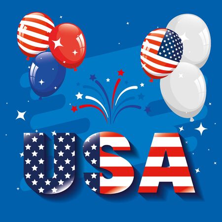 memorial day, honoring all who served, american flag in letters with balloons helium vector illustration designのイラスト素材