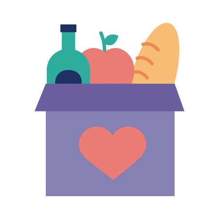 donations urn with groceries solidarity flat style vector illustration designのイラスト素材