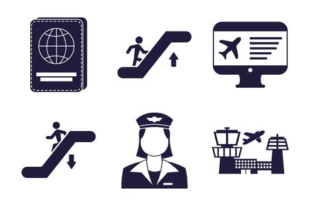 bundle of airport set icons vector illustration designのイラスト素材