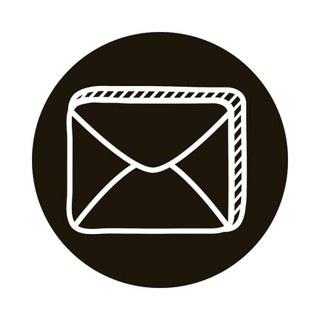 envelope mail doodle block style icon vector illustration designのイラスト素材