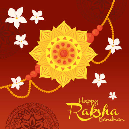 greeting card with decorative rakhi for raksha bandhan, indian festival for brother and sister bonding celebration, the binding relationship vector illustration designのイラスト素材