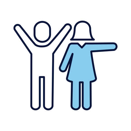 couple avatars silhouettes line and fill style vector illustration designのイラスト素材