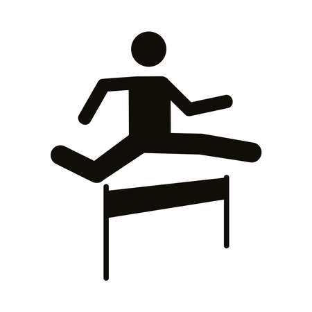 runner jumping obstacle avatar figure silhouette style icon vector illustration designのイラスト素材