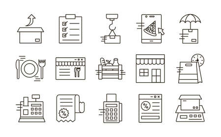 delivery food groceries service set icons vector illustration designのイラスト素材