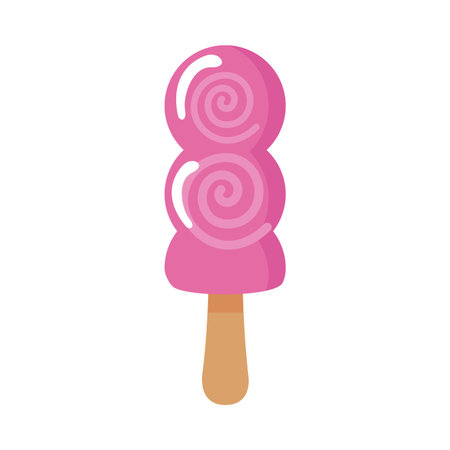 delicious ice cream in stick with spirals flat style icon vector illustration designのイラスト素材