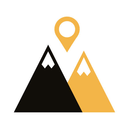 mountain with pin pointer location silhouette style vector illustration designのイラスト素材