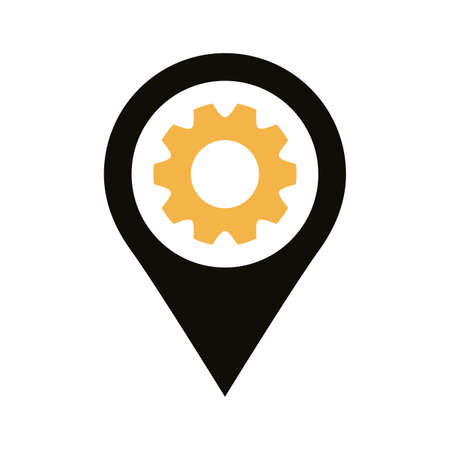 pin pointer locationwith gear silhouette style vector illustration designのイラスト素材