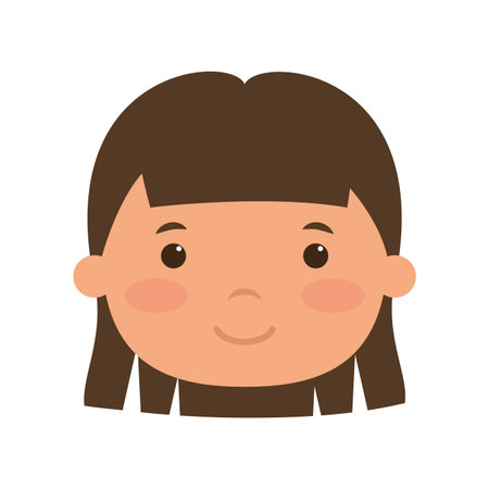 cute little girl head comic character vector illustration designのイラスト素材
