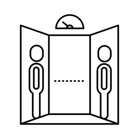 humans distance social in elevator line style icon vector illustration designのイラスト素材