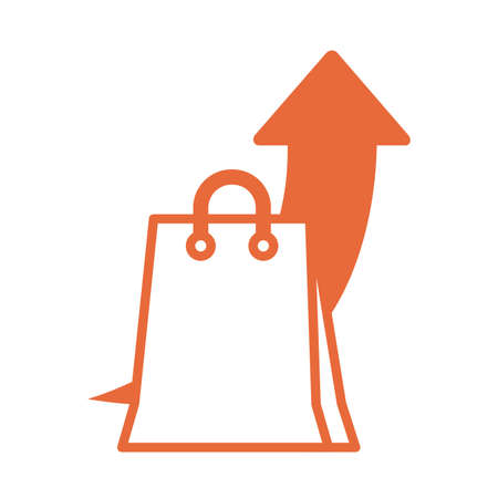 shopping bag with arrow up infographic line style vector illustration designのイラスト素材