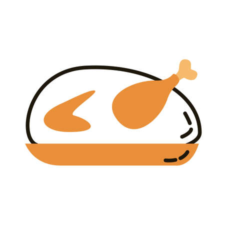 delicious turkey in dish line style vector illustration designのイラスト素材