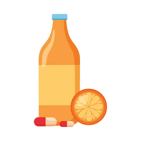 juice bottle orange medicine world health day vector illustrationのイラスト素材