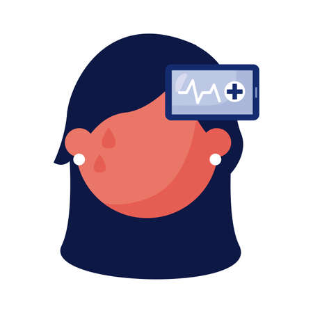 woman with pulse cardio detaild style icon vector illustration designのイラスト素材