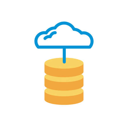 cloud computing with data disks lineal color style vector illustration designのイラスト素材