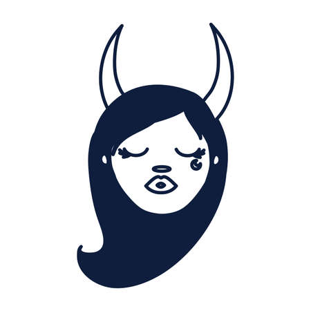 beautiful woman with taurus zodiac sign vector illustration designのイラスト素材