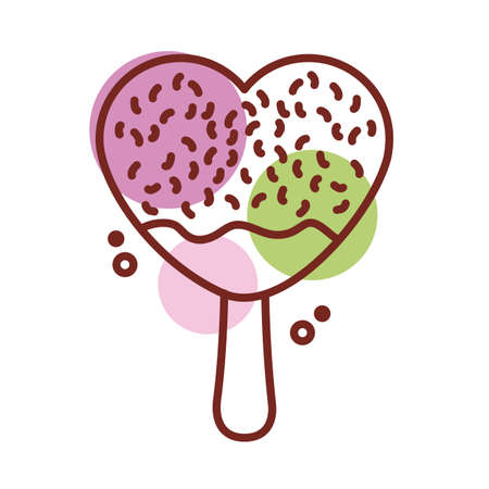 delicious ice cream in stick with heart shape line color style vector illustration designのイラスト素材