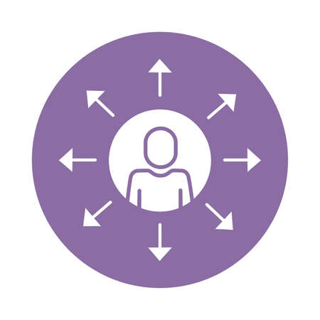 Avatar silhouette with arrows block style vector illustration designのイラスト素材