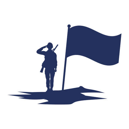 soldier saluting figure silhouette icon vector illustration designのイラスト素材