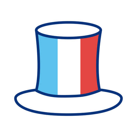 top hat with france flag line style vector illustrationのイラスト素材