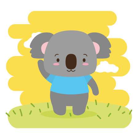 cute koala animal cartoon vector illustration designのイラスト素材