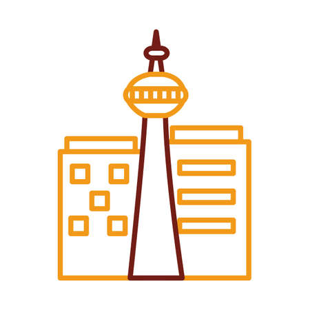 national tower monument line style illustration designのイラスト素材