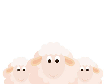 cute sheeps animals on white background vector illustration designのイラスト素材