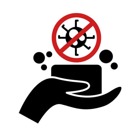 hands washing silhouette style icon vector illustration designのイラスト素材