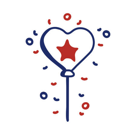 balloon helium with star usa for 4 of july line style vector illustration designのイラスト素材