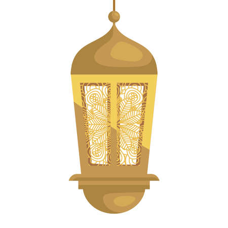 ramadan kareem lantern hanging, golden lantern hanging on white background vector illustration designのイラスト素材
