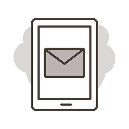 tablet with envelope mail line style vector illustration designのイラスト素材