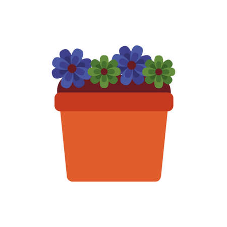 beautiful flower garden in pot flat style vector illustration designのイラスト素材
