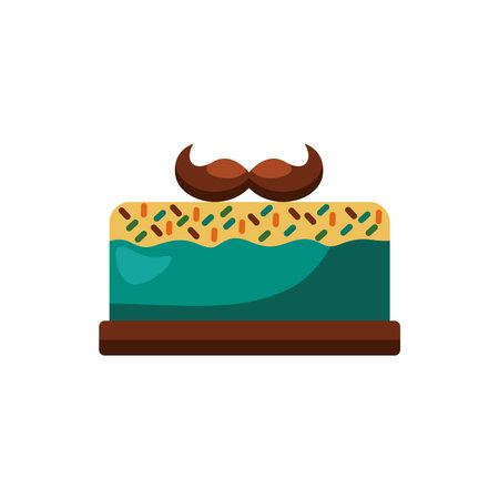 lemprechaun mustache with sweet cake detaild style vector illustration design