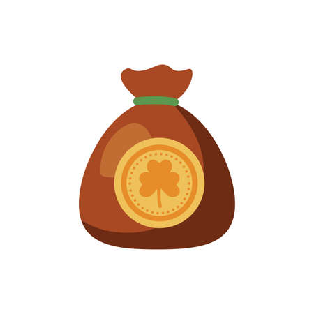 saint patricks day treasure bag with clover leaf detaild style vector illustration designのイラスト素材