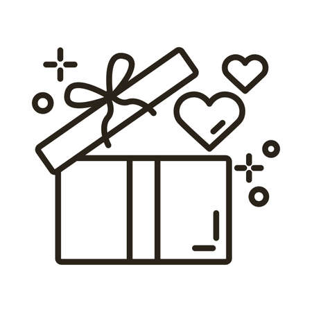 happy valentines day hearts in box line style vector illustration designのイラスト素材