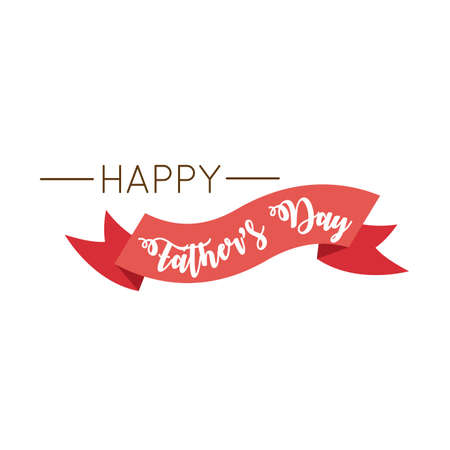 happy fathers day frame with ribbon flat style vector illustrationのイラスト素材