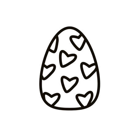 easter egg painted with hearts line style vector illustration designのイラスト素材