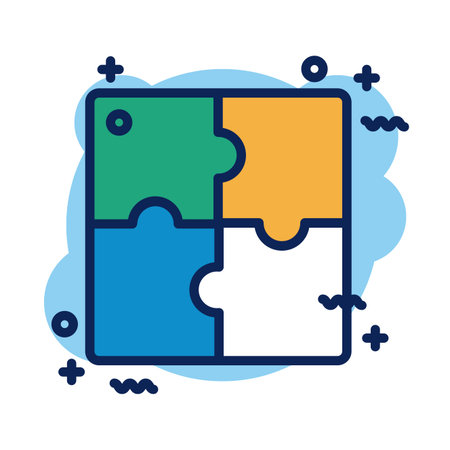 puzzle pieces detail style icon vector illustration designのイラスト素材
