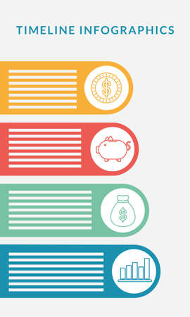 Timeline Infographics with money icons design, Data information business and analytics theme Vector illustrationのイラスト素材