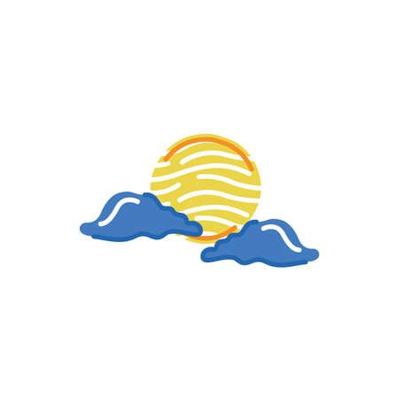 sun with clouds weather symbol isolated icon vector illustration designのイラスト素材