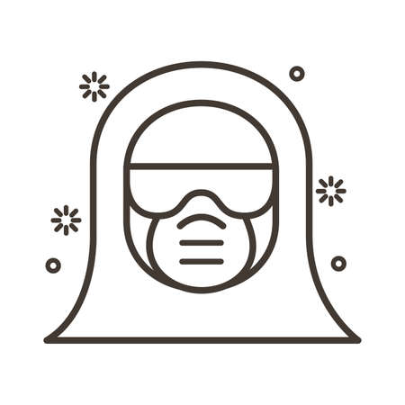 biosafety suit line style icon vector illustration designのイラスト素材