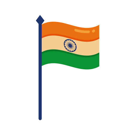 Independece day india celebration flag flat style icon vector illustration designのイラスト素材