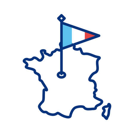 france flag and map line style vector illustration designのイラスト素材
