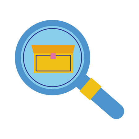 box carton with magnifying glass delivery service flat style vector illustration designのイラスト素材
