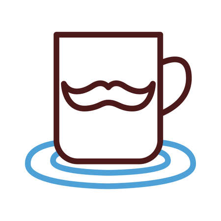 coffee cup with dad mustache line style icon vector illustrationのイラスト素材