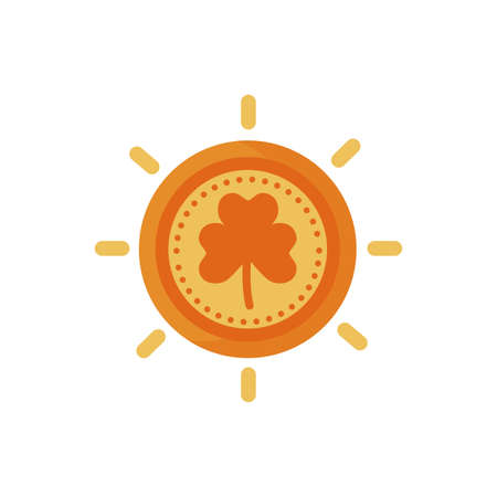 saint patricks day coin with clover leaf detaild style vector illustration designのイラスト素材