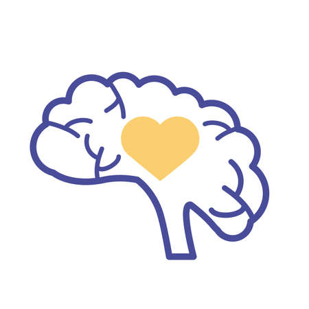 brain with heart mental health line style icon vector illustration designのイラスト素材
