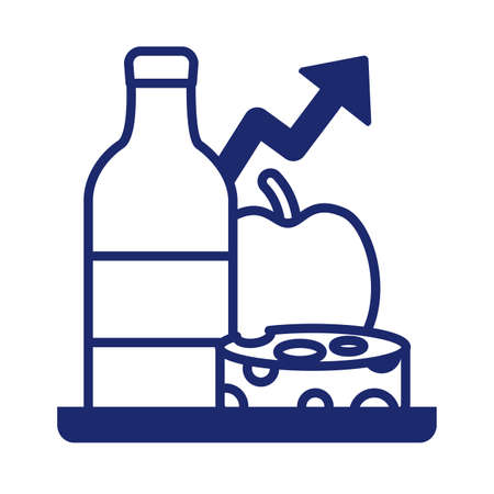 tray with food and arrow up infographic line style vector illustration designのイラスト素材