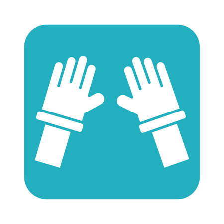 rubber gloves with covid19 particles line style vector illustration designのイラスト素材